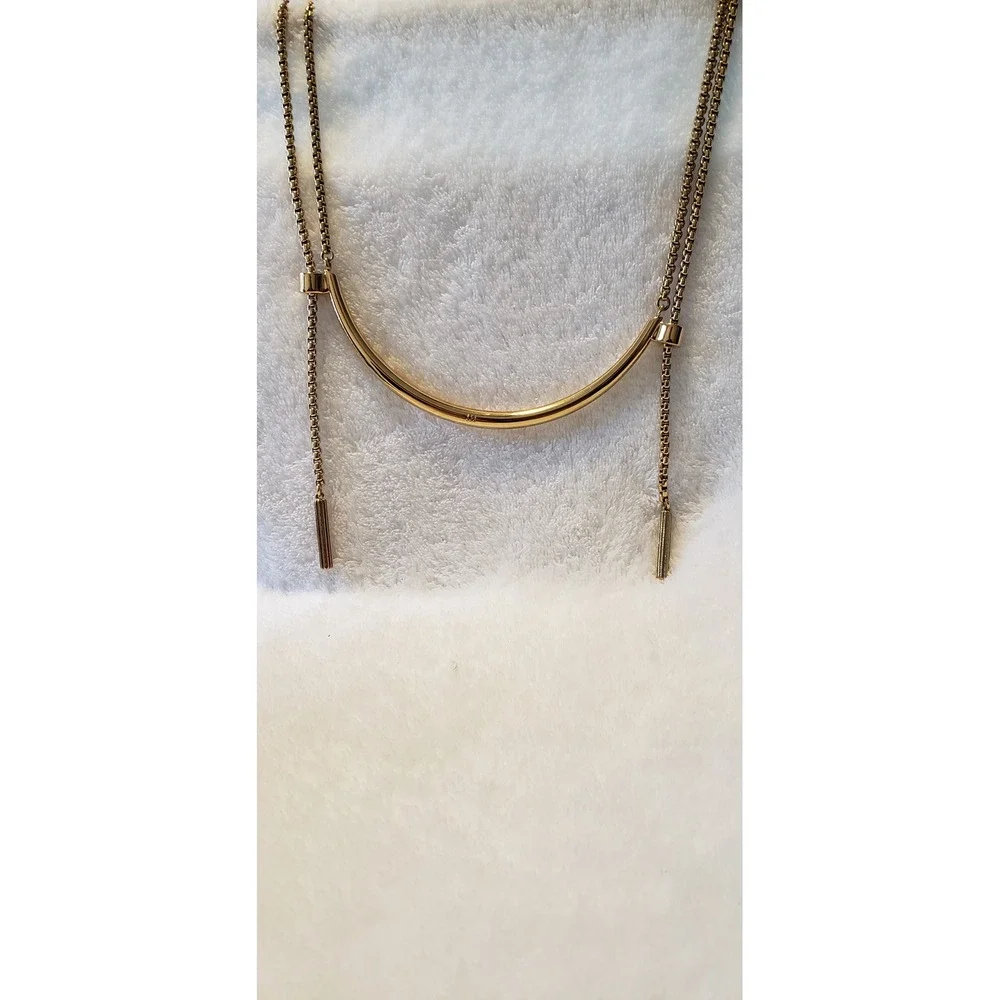 India Hicks 12k Gold Plated Curved Bar Bolo Necklace - Picture 2 of 5
